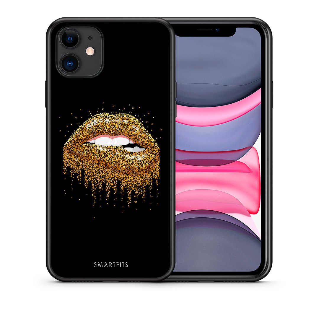 Θήκη iPhone 11 Golden Valentine από τη Smartfits με σχέδιο στο πίσω μέρος και μαύρο περίβλημα | iPhone 11 Golden Valentine case with colorful back and black bezels