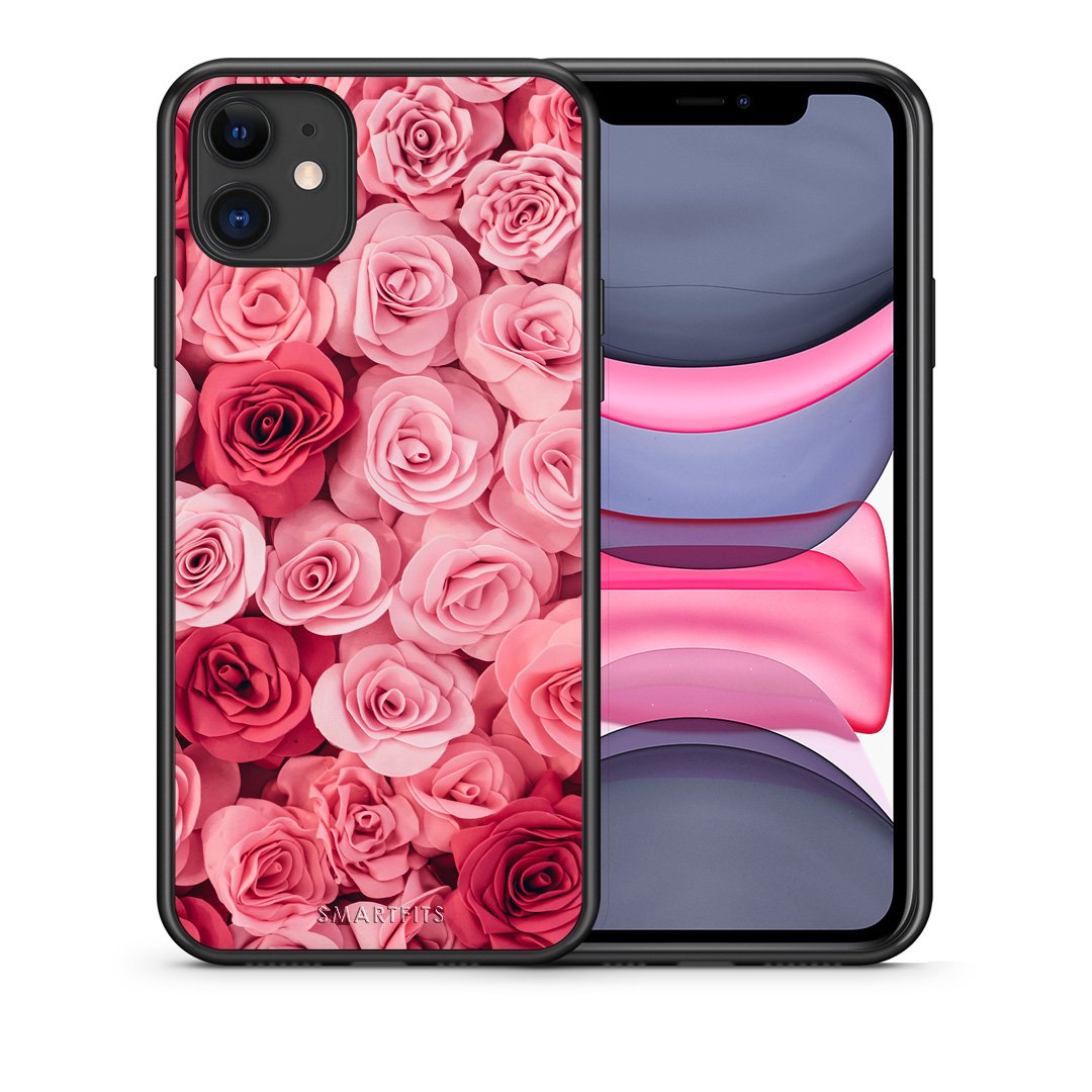 Θήκη iPhone 11 RoseGarden Valentine από τη Smartfits με σχέδιο στο πίσω μέρος και μαύρο περίβλημα | iPhone 11 RoseGarden Valentine case with colorful back and black bezels