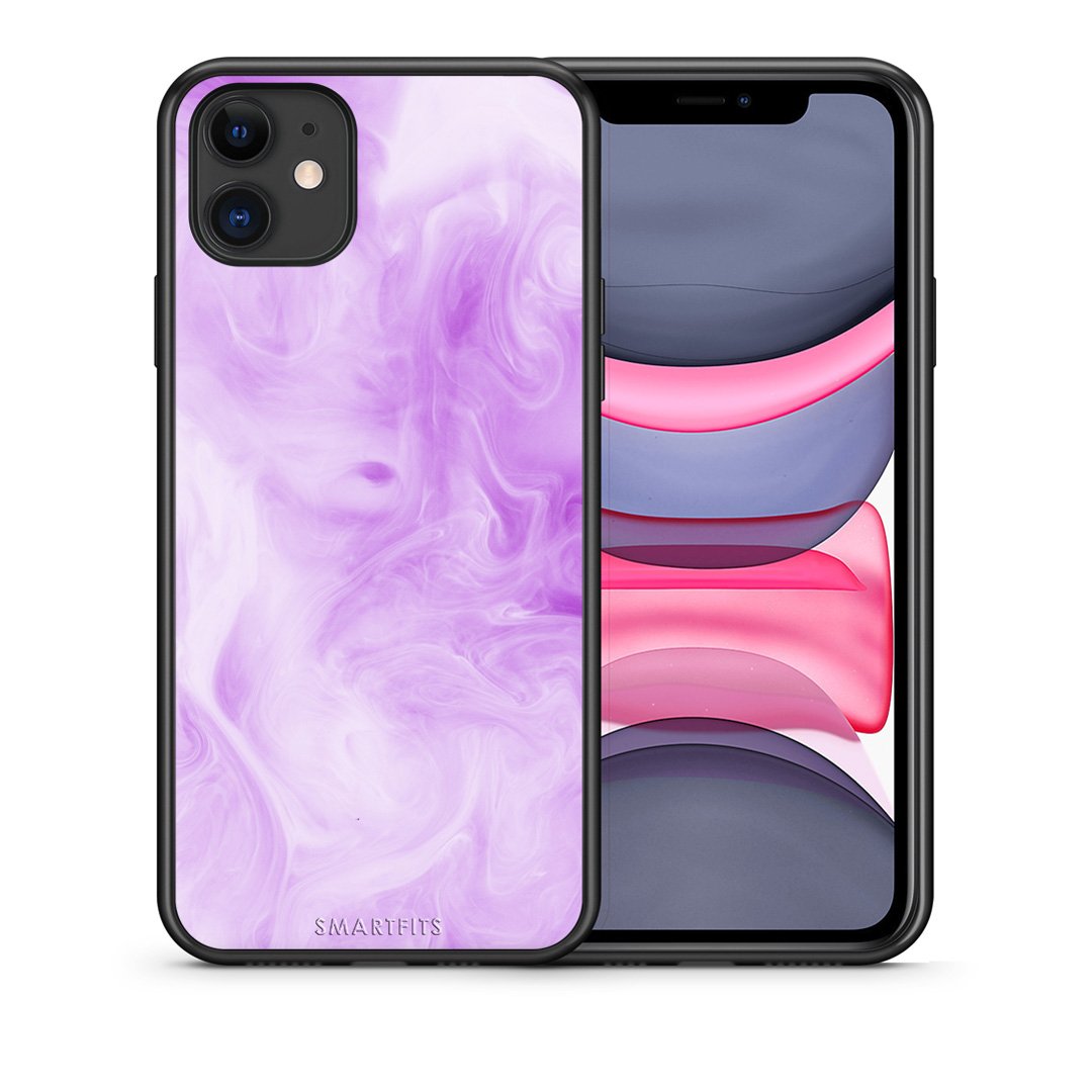 Θήκη iPhone 11 Lavender Watercolor από τη Smartfits με σχέδιο στο πίσω μέρος και μαύρο περίβλημα | iPhone 11 Lavender Watercolor case with colorful back and black bezels