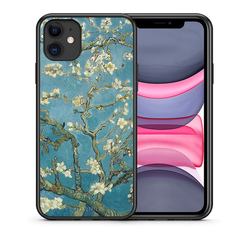 Θήκη iPhone 11 White Blossoms από τη Smartfits με σχέδιο στο πίσω μέρος και μαύρο περίβλημα | iPhone 11 White Blossoms case with colorful back and black bezels