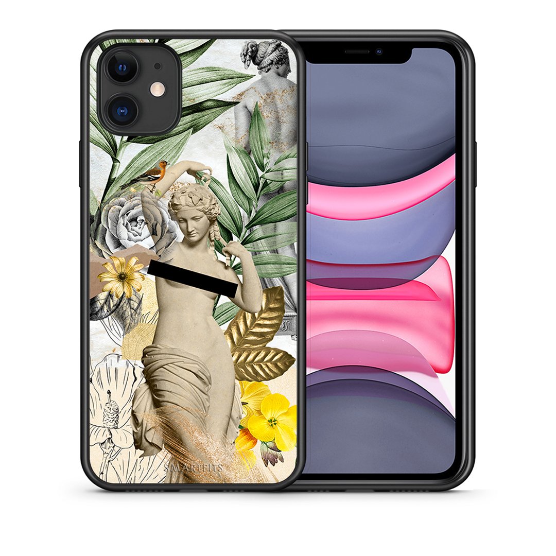 Θήκη iPhone 11 Woman Statue από τη Smartfits με σχέδιο στο πίσω μέρος και μαύρο περίβλημα | iPhone 11 Woman Statue case with colorful back and black bezels