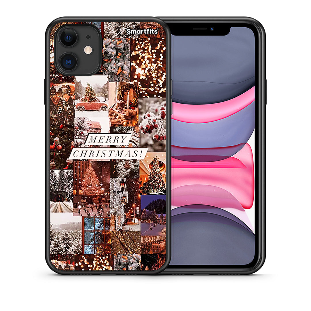 Θήκη iPhone 11 Xmas Collage από τη Smartfits με σχέδιο στο πίσω μέρος και μαύρο περίβλημα | iPhone 11 Xmas Collage case with colorful back and black bezels