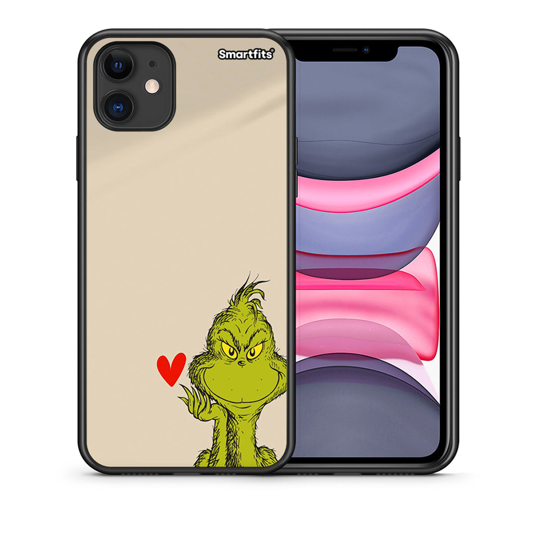 Θήκη iPhone 11 Xmas Grinch από τη Smartfits με σχέδιο στο πίσω μέρος και μαύρο περίβλημα | iPhone 11 Xmas Grinch case with colorful back and black bezels