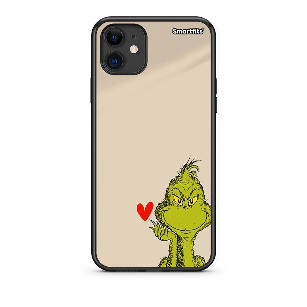 iPhone 11 Xmas Grinch θήκη από τη Smartfits με σχέδιο στο πίσω μέρος και μαύρο περίβλημα | Smartphone case with colorful back and black bezels by Smartfits