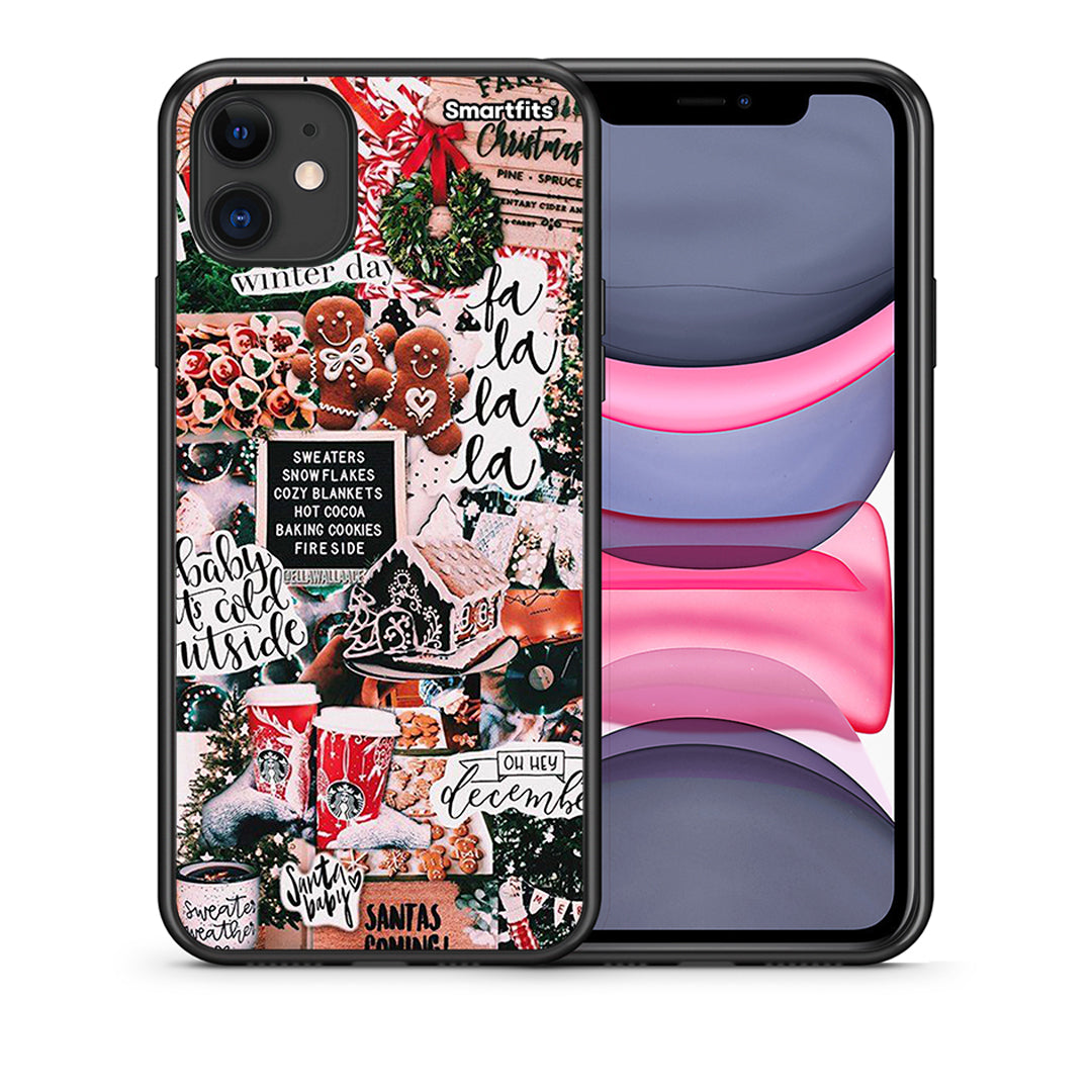 Θήκη iPhone 11 Xmas Habbits από τη Smartfits με σχέδιο στο πίσω μέρος και μαύρο περίβλημα | iPhone 11 Xmas Habbits case with colorful back and black bezels