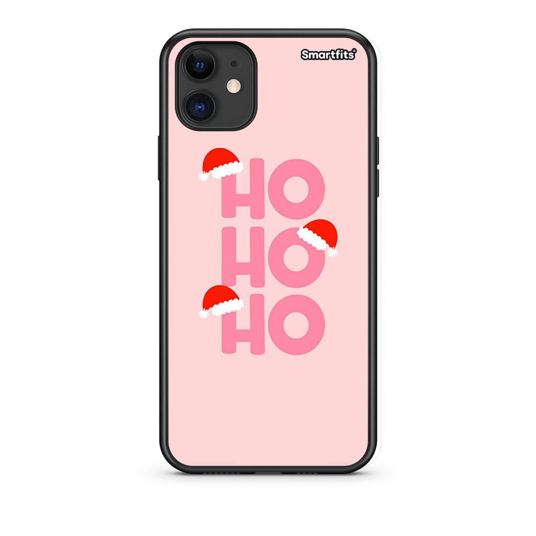 iPhone 11 Xmas Ho Ho Ho θήκη από τη Smartfits με σχέδιο στο πίσω μέρος και μαύρο περίβλημα | Smartphone case with colorful back and black bezels by Smartfits