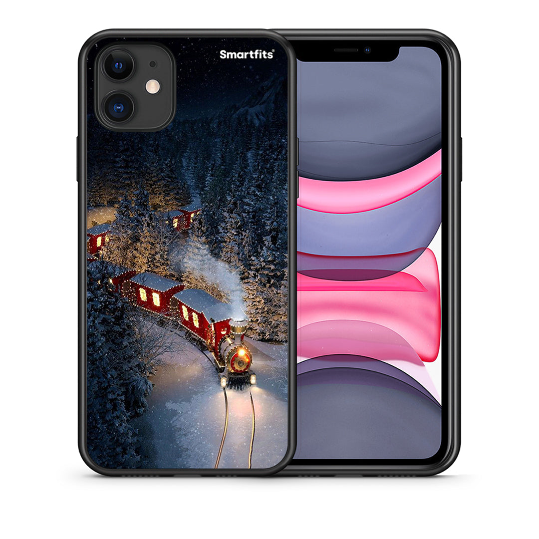 Θήκη iPhone 11 Xmas Train από τη Smartfits με σχέδιο στο πίσω μέρος και μαύρο περίβλημα | iPhone 11 Xmas Train case with colorful back and black bezels