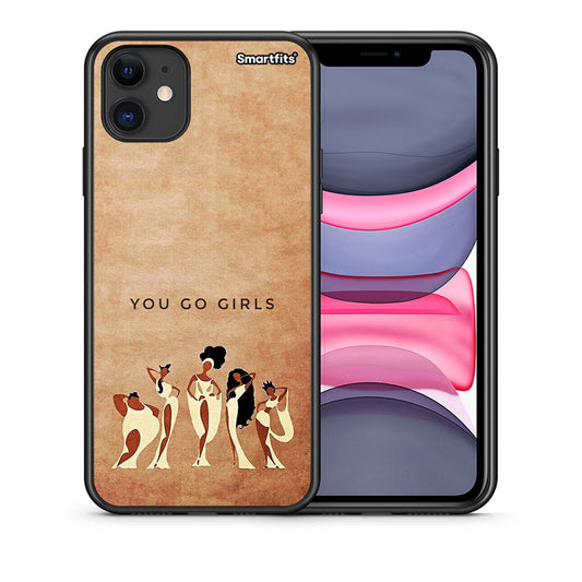 Θήκη iPhone 11 You Go Girl από τη Smartfits με σχέδιο στο πίσω μέρος και μαύρο περίβλημα | iPhone 11 You Go Girl case with colorful back and black bezels