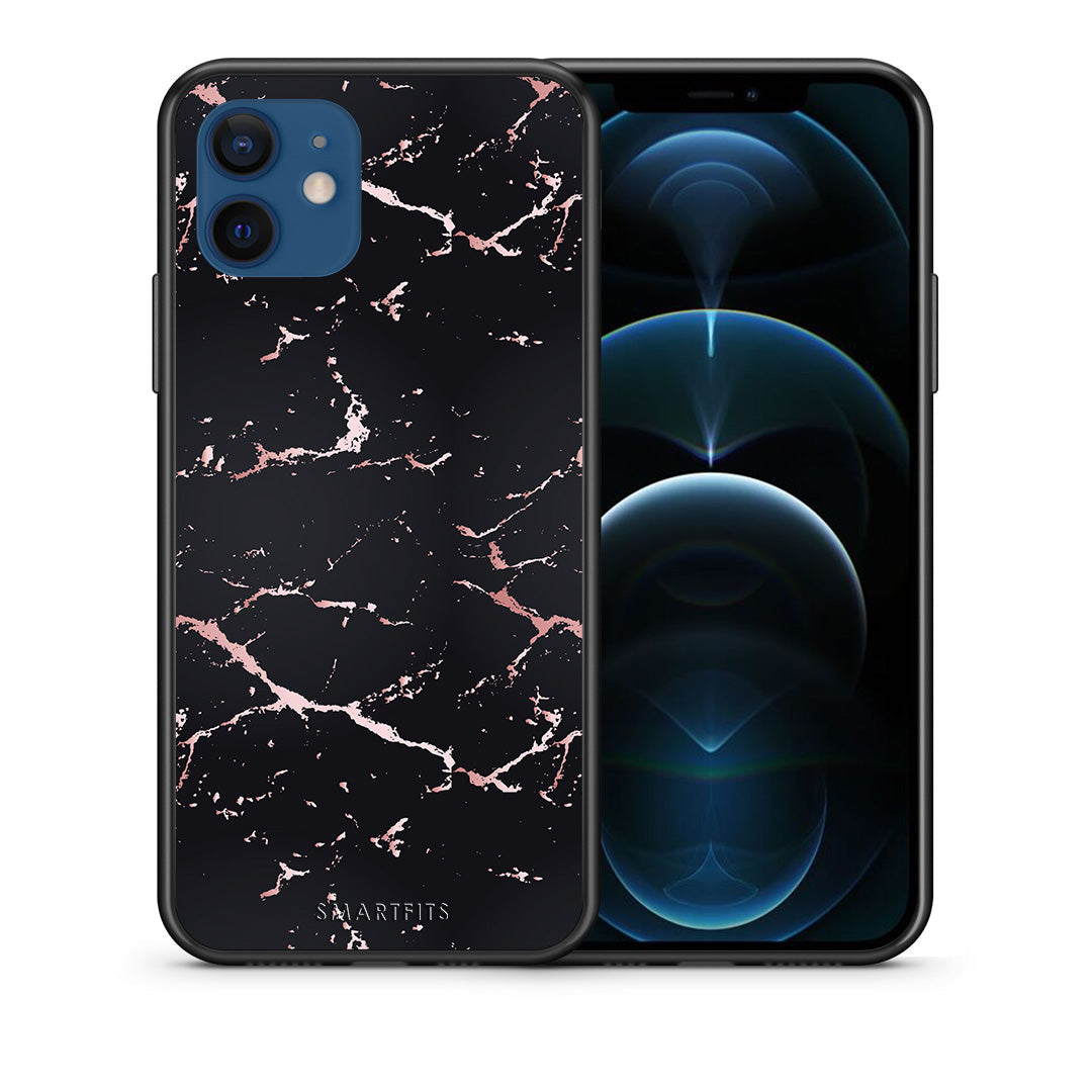Marble Black Rosegold - iPhone 12 θήκη