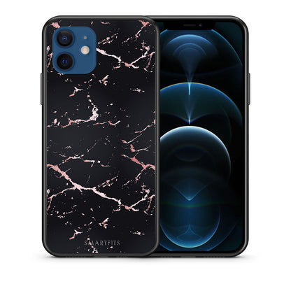Marble Black Rosegold - iPhone 12 θήκη