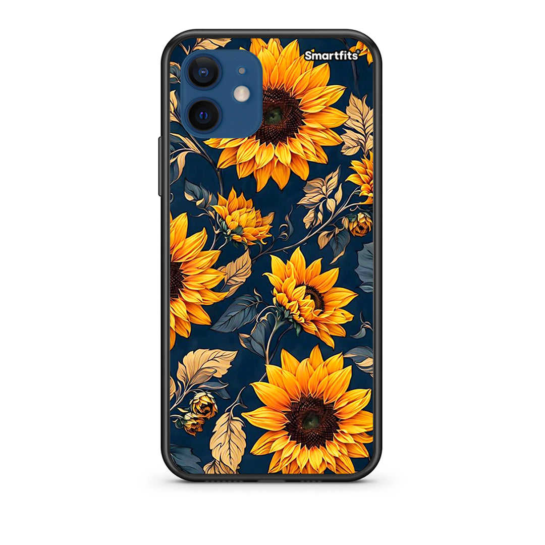 Θήκη iPhone 12 Autumn Sunflowers από τη Smartfits με σχέδιο στο πίσω μέρος και μαύρο περίβλημα | iPhone 12 Autumn Sunflowers case with colorful back and black bezels