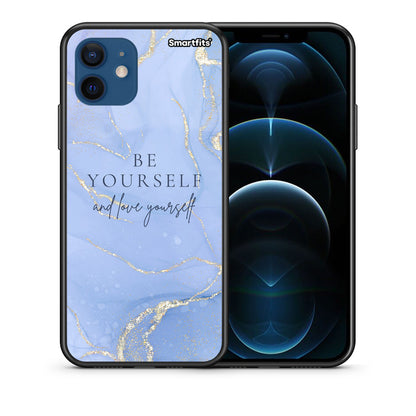 Θήκη iPhone 12 Pro Be Yourself από τη Smartfits με σχέδιο στο πίσω μέρος και μαύρο περίβλημα | iPhone 12 Pro Be Yourself case with colorful back and black bezels