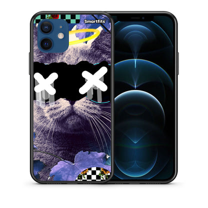 Θήκη iPhone 12 Cat Collage από τη Smartfits με σχέδιο στο πίσω μέρος και μαύρο περίβλημα | iPhone 12 Cat Collage case with colorful back and black bezels