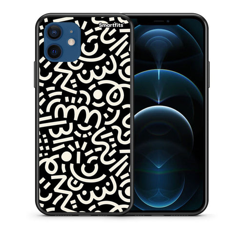 Θήκη iPhone 12 Pro Doodle Art από τη Smartfits με σχέδιο στο πίσω μέρος και μαύρο περίβλημα | iPhone 12 Pro Doodle Art case with colorful back and black bezels