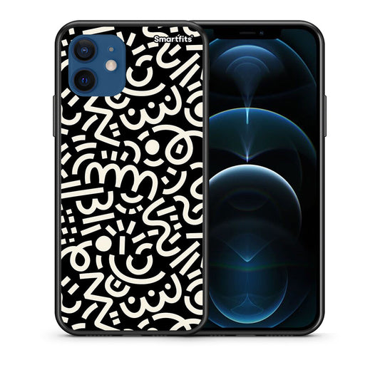 Θήκη iPhone 12 Pro Doodle Art από τη Smartfits με σχέδιο στο πίσω μέρος και μαύρο περίβλημα | iPhone 12 Pro Doodle Art case with colorful back and black bezels