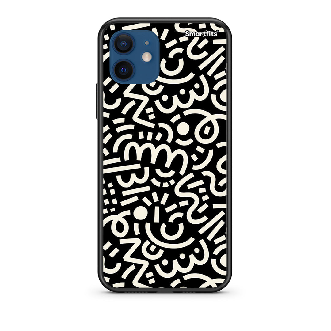 Θήκη iPhone 12 Doodle Art από τη Smartfits με σχέδιο στο πίσω μέρος και μαύρο περίβλημα | iPhone 12 Doodle Art case with colorful back and black bezels