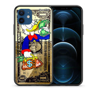 Thumbnail for Θήκη iPhone 12 Duck Money από τη Smartfits με σχέδιο στο πίσω μέρος και μαύρο περίβλημα | iPhone 12 Duck Money case with colorful back and black bezels