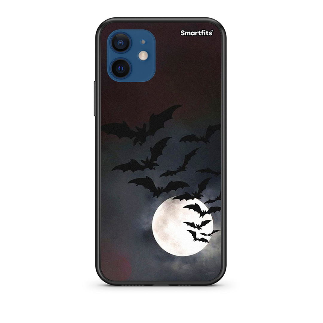 Θήκη iPhone 12 Halloween Bat Night από τη Smartfits με σχέδιο στο πίσω μέρος και μαύρο περίβλημα | iPhone 12 Halloween Bat Night case with colorful back and black bezels