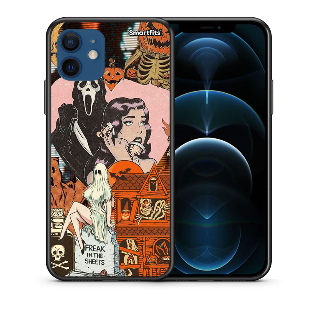 Θήκη iPhone 12 Pro Halloween Collage από τη Smartfits με σχέδιο στο πίσω μέρος και μαύρο περίβλημα | iPhone 12 Pro Halloween Collage case with colorful back and black bezels