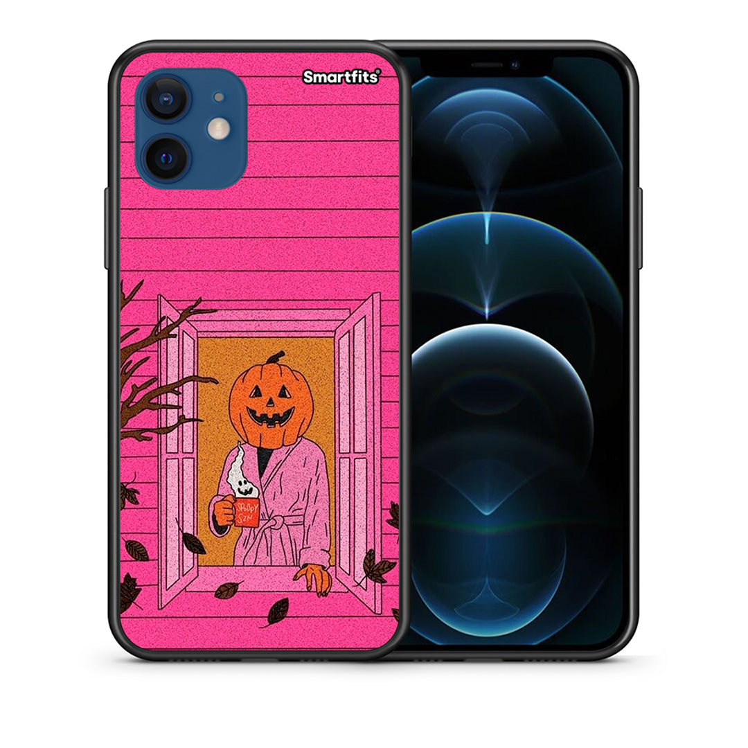 Θήκη iPhone 12 Pro Halloween Pumpkin Lady από τη Smartfits με σχέδιο στο πίσω μέρος και μαύρο περίβλημα | iPhone 12 Pro Halloween Pumpkin Lady case with colorful back and black bezels