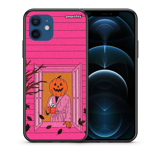 Θήκη iPhone 12 Pro Halloween Pumpkin Lady από τη Smartfits με σχέδιο στο πίσω μέρος και μαύρο περίβλημα | iPhone 12 Pro Halloween Pumpkin Lady case with colorful back and black bezels
