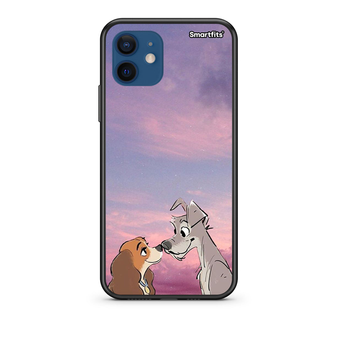 Θήκη iPhone 12 Lady And Tramp από τη Smartfits με σχέδιο στο πίσω μέρος και μαύρο περίβλημα | iPhone 12 Lady And Tramp case with colorful back and black bezels