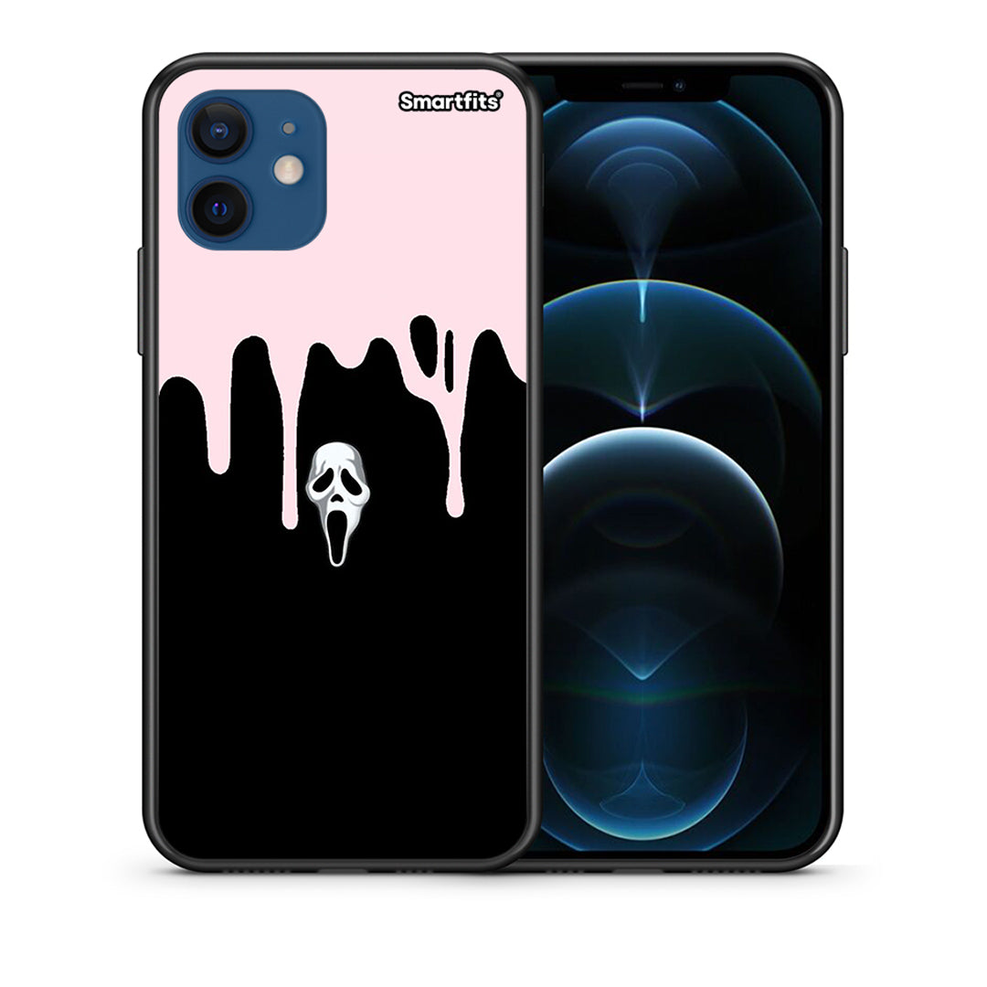 Θήκη iPhone 12 Pro Melting Halloween Mask από τη Smartfits με σχέδιο στο πίσω μέρος και μαύρο περίβλημα | iPhone 12 Pro Melting Halloween Mask case with colorful back and black bezels