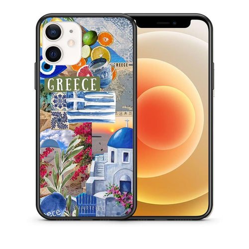 Θήκη iPhone 12 Mini All Greek από τη Smartfits με σχέδιο στο πίσω μέρος και μαύρο περίβλημα | iPhone 12 Mini All Greek case with colorful back and black bezels
