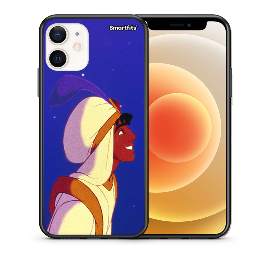Θήκη iPhone 12 Mini Alladin And Jasmine Love 1 από τη Smartfits με σχέδιο στο πίσω μέρος και μαύρο περίβλημα | iPhone 12 Mini Alladin And Jasmine Love 1 case with colorful back and black bezels