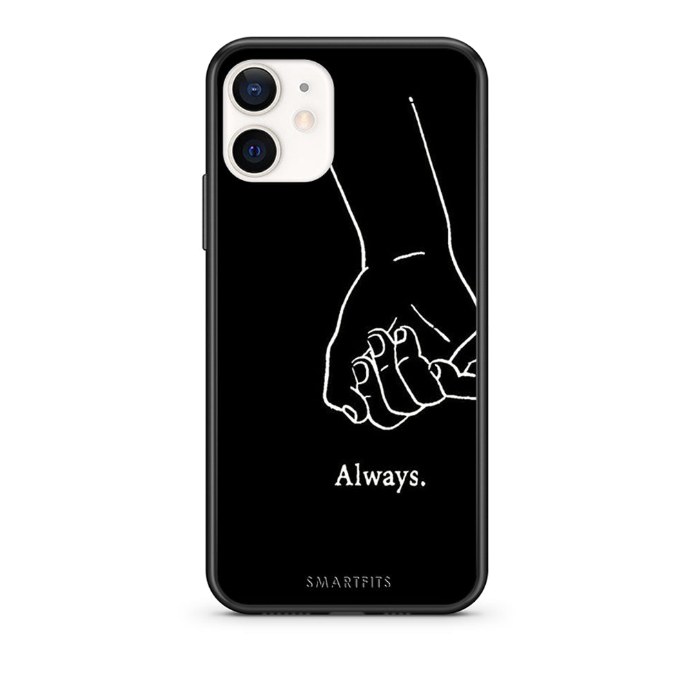 Θήκη Αγίου Βαλεντίνου iPhone 12 Mini Always & Forever 1 από τη Smartfits με σχέδιο στο πίσω μέρος και μαύρο περίβλημα | iPhone 12 Mini Always & Forever 1 case with colorful back and black bezels