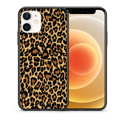Θήκη iPhone 12 Mini Leopard Animal από τη Smartfits με σχέδιο στο πίσω μέρος και μαύρο περίβλημα | iPhone 12 Mini Leopard Animal case with colorful back and black bezels