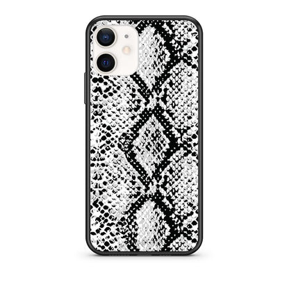 Θήκη iPhone 12 Mini White Snake Animal από τη Smartfits με σχέδιο στο πίσω μέρος και μαύρο περίβλημα | iPhone 12 Mini White Snake Animal case with colorful back and black bezels