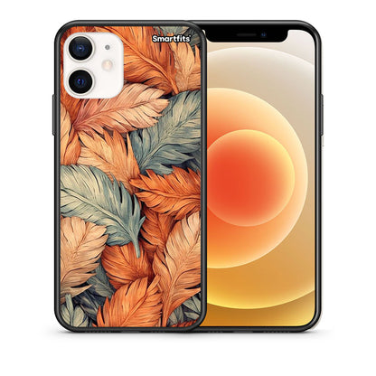 Θήκη iPhone 12 Mini Autumn Leaves από τη Smartfits με σχέδιο στο πίσω μέρος και μαύρο περίβλημα | iPhone 12 Mini Autumn Leaves case with colorful back and black bezels