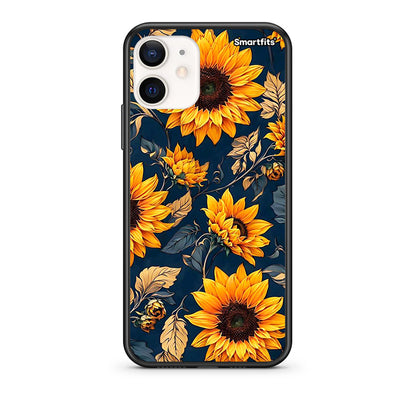 Θήκη iPhone 12 Mini Autumn Sunflowers από τη Smartfits με σχέδιο στο πίσω μέρος και μαύρο περίβλημα | iPhone 12 Mini Autumn Sunflowers case with colorful back and black bezels
