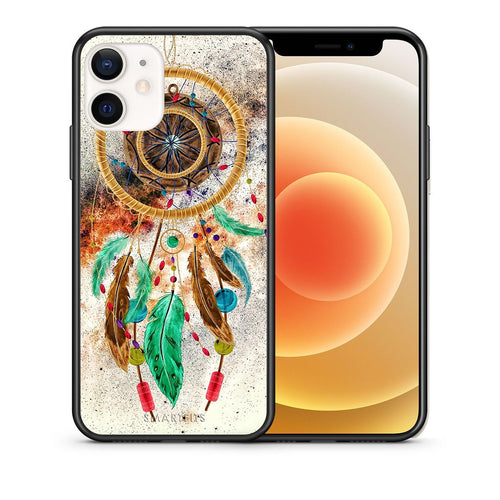Θήκη iPhone 12 Mini DreamCatcher Boho από τη Smartfits με σχέδιο στο πίσω μέρος και μαύρο περίβλημα | iPhone 12 Mini DreamCatcher Boho case with colorful back and black bezels