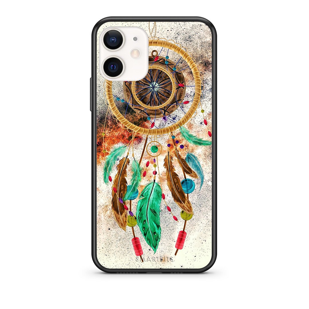 Θήκη iPhone 12 Mini DreamCatcher Boho από τη Smartfits με σχέδιο στο πίσω μέρος και μαύρο περίβλημα | iPhone 12 Mini DreamCatcher Boho case with colorful back and black bezels