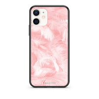 Thumbnail for Θήκη iPhone 12 Mini Pink Feather Boho από τη Smartfits με σχέδιο στο πίσω μέρος και μαύρο περίβλημα | iPhone 12 Mini Pink Feather Boho case with colorful back and black bezels