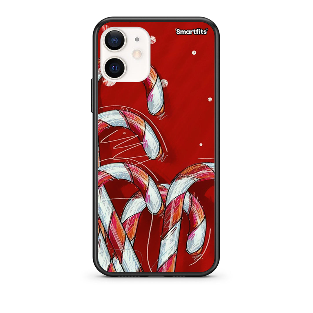 Θήκη iPhone 12 Mini Candy Cane από τη Smartfits με σχέδιο στο πίσω μέρος και μαύρο περίβλημα | iPhone 12 Mini Candy Cane case with colorful back and black bezels