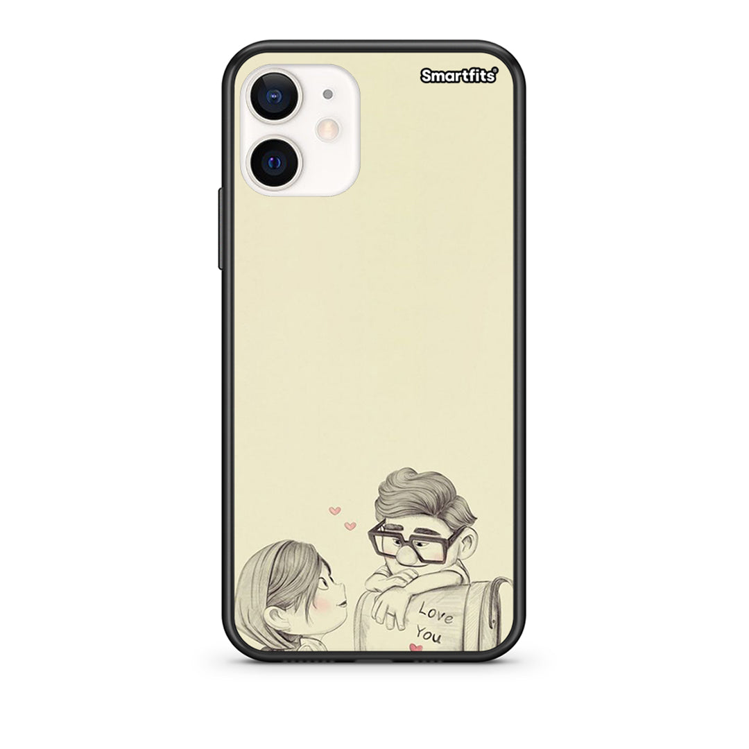 Θήκη iPhone 12 Mini Carl And Ellie από τη Smartfits με σχέδιο στο πίσω μέρος και μαύρο περίβλημα | iPhone 12 Mini Carl And Ellie case with colorful back and black bezels