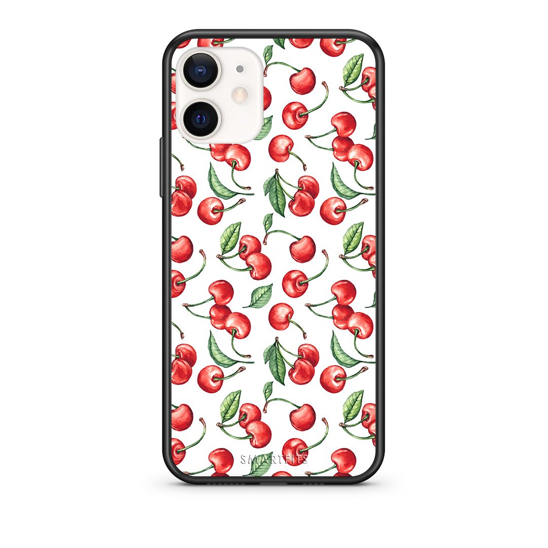 Θήκη iPhone 12 Mini Cherry Summer από τη Smartfits με σχέδιο στο πίσω μέρος και μαύρο περίβλημα | iPhone 12 Mini Cherry Summer case with colorful back and black bezels