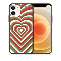 Thumbnail for Θήκη iPhone 12 Mini Christmas Hearts από τη Smartfits με σχέδιο στο πίσω μέρος και μαύρο περίβλημα | iPhone 12 Mini Christmas Hearts case with colorful back and black bezels