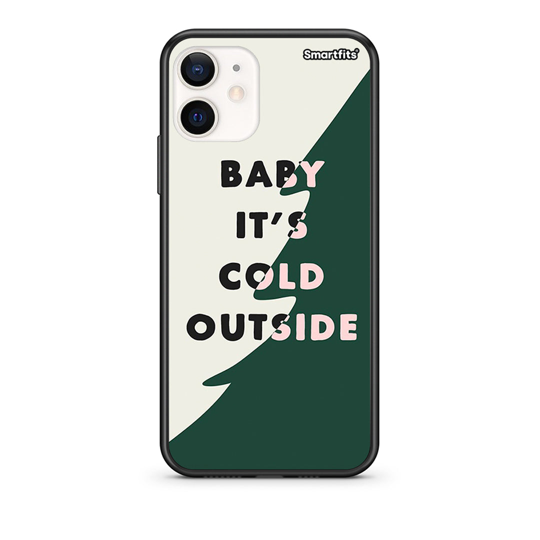 Θήκη iPhone 12 Mini Cold Outside από τη Smartfits με σχέδιο στο πίσω μέρος και μαύρο περίβλημα | iPhone 12 Mini Cold Outside case with colorful back and black bezels