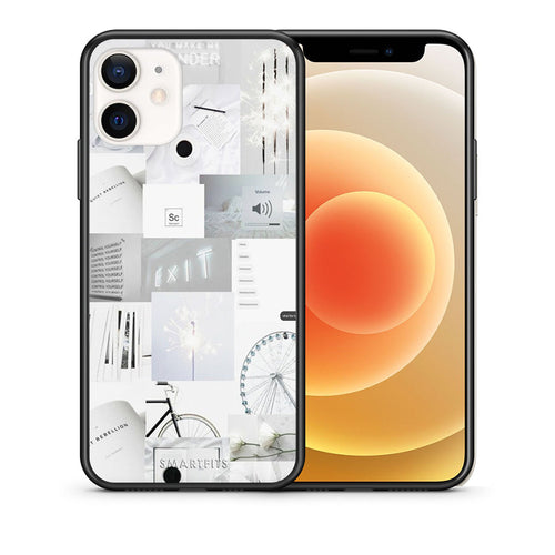 Θήκη Αγίου Βαλεντίνου iPhone 12 Mini Collage Make Me Wonder από τη Smartfits με σχέδιο στο πίσω μέρος και μαύρο περίβλημα | iPhone 12 Mini Collage Make Me Wonder case with colorful back and black bezels