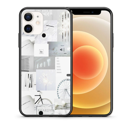 Θήκη Αγίου Βαλεντίνου iPhone 12 Mini Collage Make Me Wonder από τη Smartfits με σχέδιο στο πίσω μέρος και μαύρο περίβλημα | iPhone 12 Mini Collage Make Me Wonder case with colorful back and black bezels