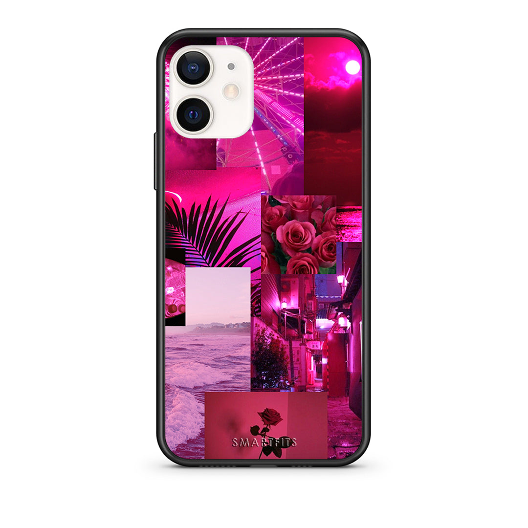 Θήκη Αγίου Βαλεντίνου iPhone 12 Mini Collage Red Roses από τη Smartfits με σχέδιο στο πίσω μέρος και μαύρο περίβλημα | iPhone 12 Mini Collage Red Roses case with colorful back and black bezels