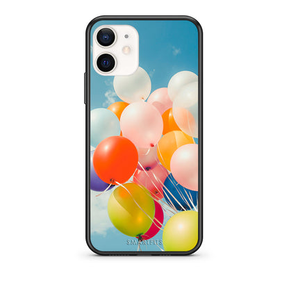 Θήκη iPhone 12 Mini Colorful Balloons από τη Smartfits με σχέδιο στο πίσω μέρος και μαύρο περίβλημα | iPhone 12 Mini Colorful Balloons case with colorful back and black bezels