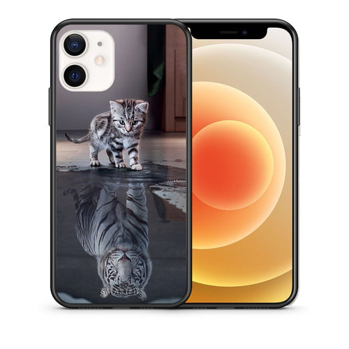 Θήκη iPhone 12 Mini Tiger Cute από τη Smartfits με σχέδιο στο πίσω μέρος και μαύρο περίβλημα | iPhone 12 Mini Tiger Cute case with colorful back and black bezels