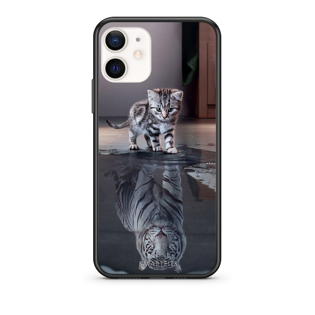 Θήκη iPhone 12 Mini Tiger Cute από τη Smartfits με σχέδιο στο πίσω μέρος και μαύρο περίβλημα | iPhone 12 Mini Tiger Cute case with colorful back and black bezels