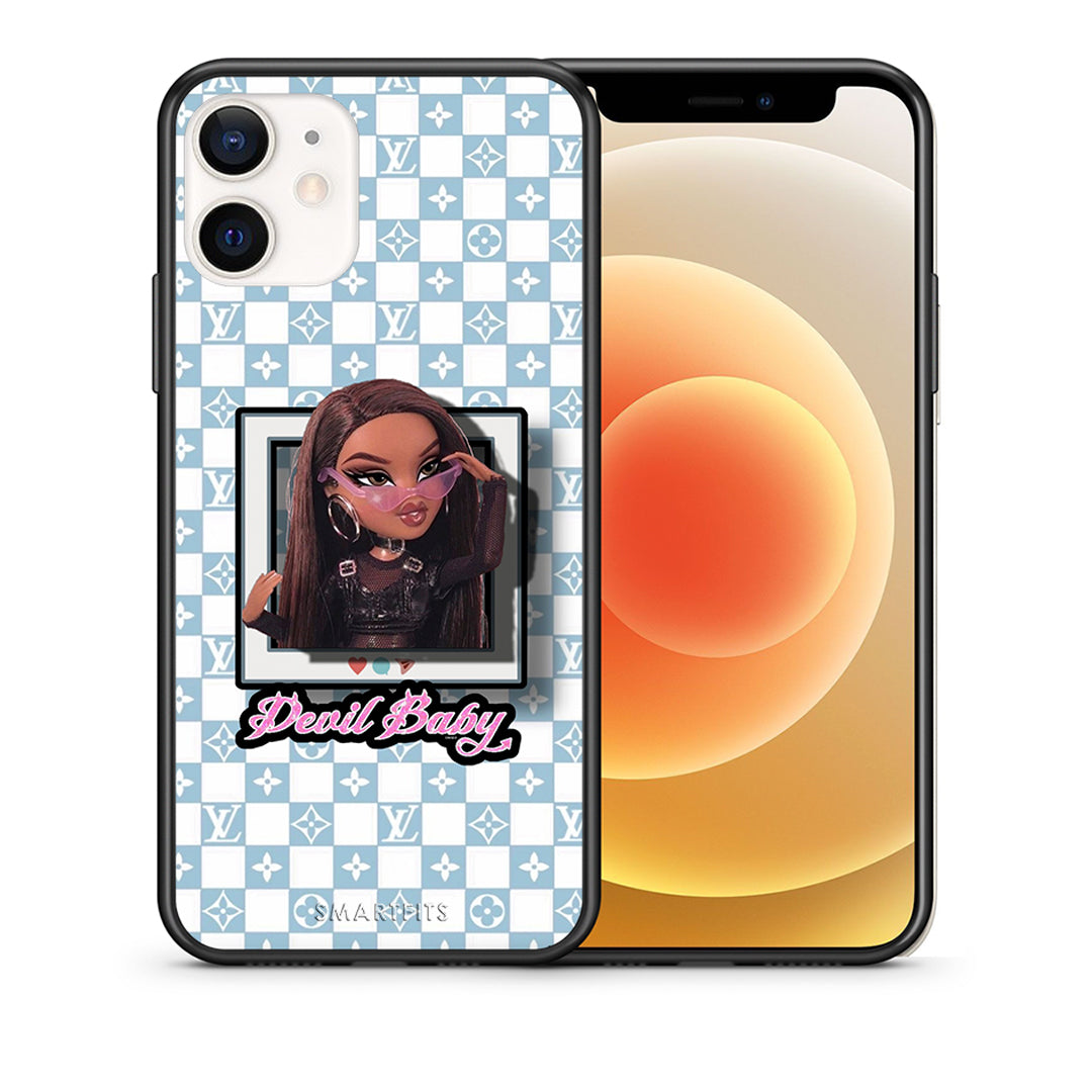 Θήκη Αγίου Βαλεντίνου iPhone 12 Mini Devil Baby από τη Smartfits με σχέδιο στο πίσω μέρος και μαύρο περίβλημα | iPhone 12 Mini Devil Baby case with colorful back and black bezels