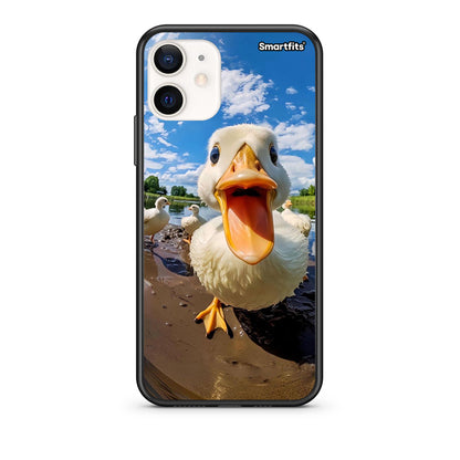 Θήκη iPhone 12 Mini Duck Face από τη Smartfits με σχέδιο στο πίσω μέρος και μαύρο περίβλημα | iPhone 12 Mini Duck Face case with colorful back and black bezels